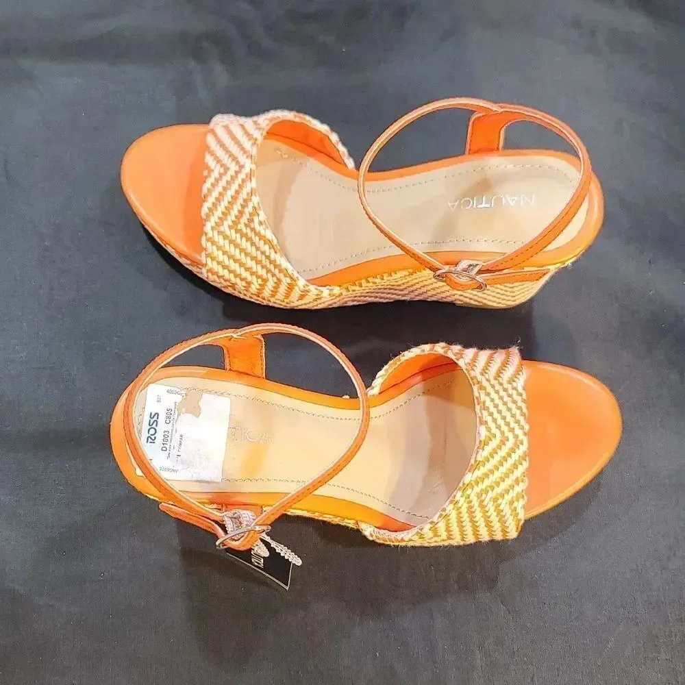 BRAND NEW NAUTICA OPEN TOE HIGH HEEL WEDGE SANDAL S2